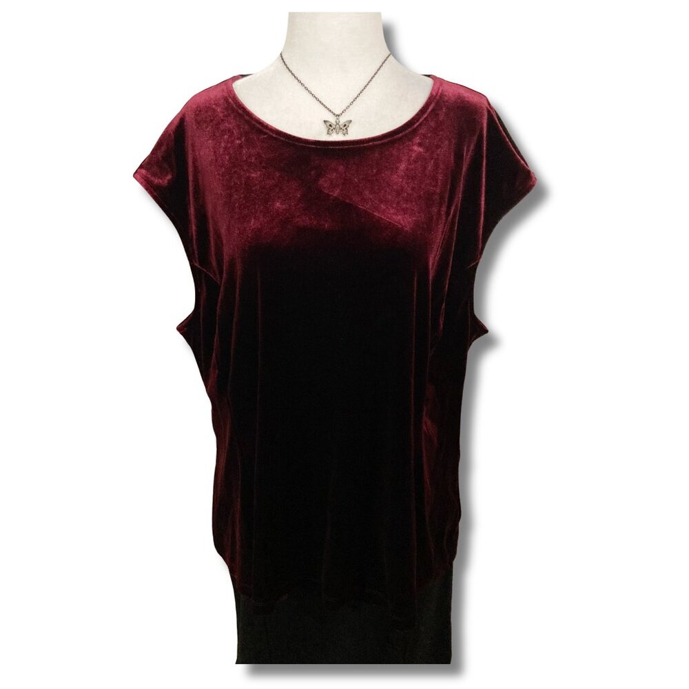 GUILLAUME Plus-size maroon velvet short-sleeve top ~ Goth XXL 2X XXXL 3X shirt